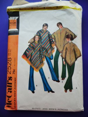 Vintage McCalls Pattern # 2528 UNCUT PONCHO All Sizes