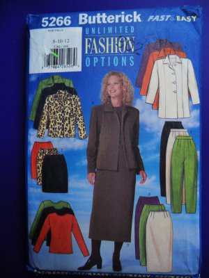 Butterick Pattern # 5266 UNCUT Misses Wardrobe Jacket Skirt Pants Top Size 8 10 12
