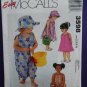 McCalls Pattern # 3598 UNCUT Toddlers Dress Romper Hat Size 1 2 3 4