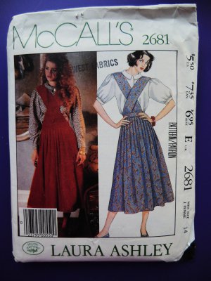 McCalls Pattern # 2681 UNCUT Misses Jumper & Blouse Size 14 Laura Ashley