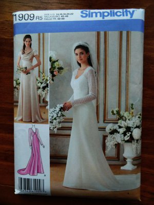 Simplicity Pattern # 1909 UNCUT Misses Bridal Evening Gown Size 14 16 18 20 22