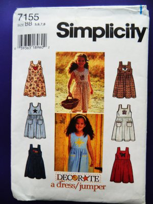 Simplicity Pattern # 7155 UNCUT Girls Dress/Jumper Size 5 6 7 8