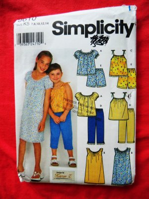 Simplicity Pattern # 9610 UNCUT Girls Top Dress Pants Shorts Size 7 8 10 12 14