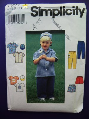 Simplicity Pattern # 7994 UNCUT Boys Toddler Wardrobe Size 2 3 4