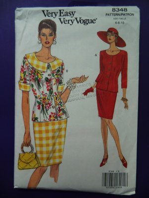 Vogue Pattern # 8348 UNCUT Misses Summer Top Skirt Size 6 8 10