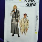 Kwik Sew Pattern # 2825 UNCUT Misses Coat Long Short Size XS Small Medium Large XL