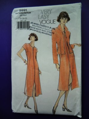 Vogue Pattern # 9991 UNCUT Misses Dress Jacket Size 18 20 22