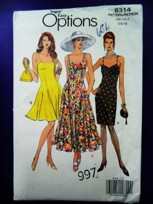Vogue Pattern # 8314 UNCUT Misses Summer Dress Flared Size 6 8 10