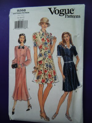 Vogue Pattern # 9268 UNCUT Misses A-Line Summer Dress Size 8 10 12