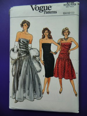Vogue Pattern # 9758 UNCUT Misses Formal Dress Variations Size 14 16 18
