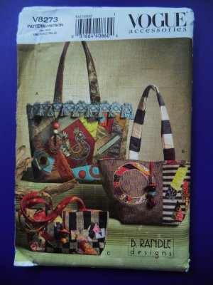 Vogue Pattern # 8273 UNCUT Crazy Quilt Handbag Tote 3 B Randle Designs