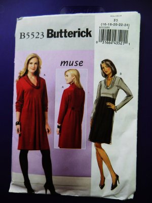 Butterick Pattern # 5523 UNCUT Misses Womans A-Line Dress Size 16 18 20 22 24