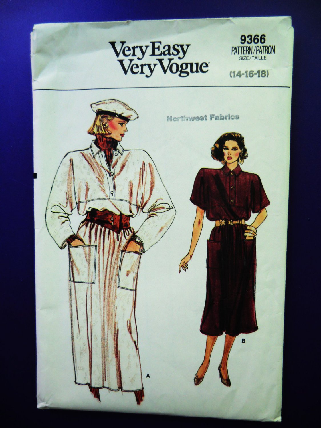 Vogue Pattern # 9366 UNCUT Misses Dress Size 14 16 18