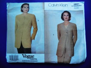 Vogue Pattern # 2831 UNCUT Misses Jacket Calvin Klein Size 18 20 22