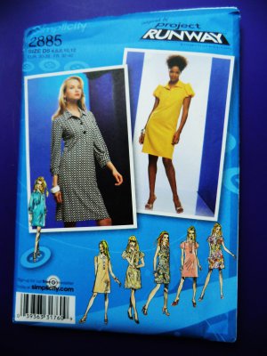 Project Runway Simplicity Pattern # 2885 Womans Pullover Dress Top Size 4 6 8 10 12