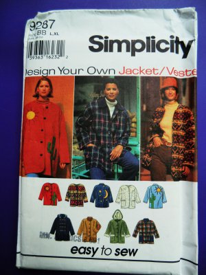 Simplicity Pattern # 9287 UNCUT Misses Jacket Vest Design Your Own Size Large XL