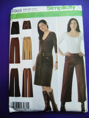 Simplicity Pattern # 4965 UNCUT Misses Pants Skirt Size 4 6 8 10