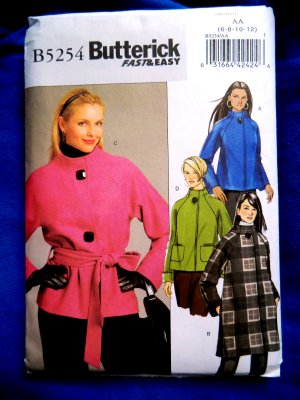 Butterick Pattern # 5254 UNCUT Misses Coat /Jacket Size 6 8 10 12