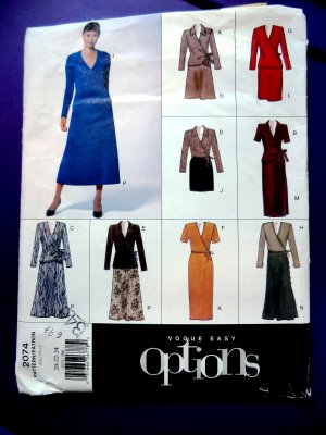 Vogue Pattern # 2074 UNCUT Misses KNIT Top Skirt Size 20 22 24