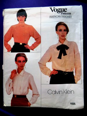 Vogue Pattern # 1025 UNCUT Misses Blouses Calvin Klein Size 6 8 10