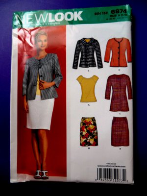 New Look Pattern # 6874 UNCUT Misses Skirt Jacket Tunic Size 8 to 18