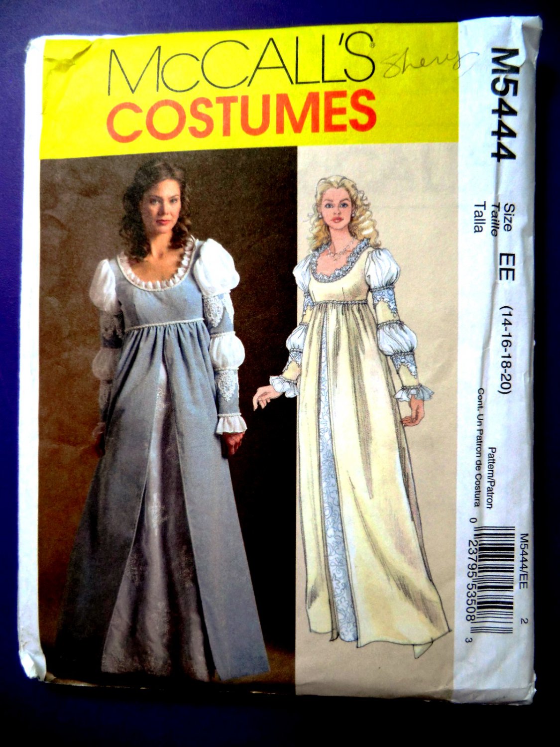 McCalls Pattern # 5444 UNCUT Misses Costume Gown Renaissance Size 14 16 ...