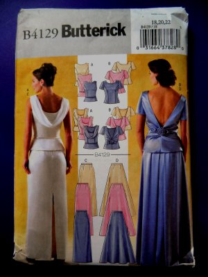 Butterick Pattern # 4129 UNCUT Misses Formal Top Skirt Variations Size 18 20 22