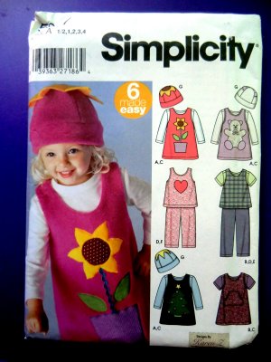 Simplicity Pattern # 5317 Girls Dress Top Pants Size Â½ 1 2 3 4