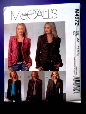 McCalls Pattern # 4972 UNCUT Misses Lined Jacket Variations Size 6 8 10 12