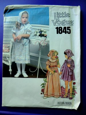 Vogue Pattern # 1845 UNCUT Girls Dress Scarf Size 5