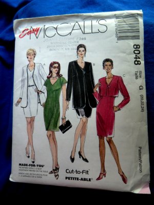McCalls Pattern # 8048 UNCUT Misses Dress Jacket Two Lengths Sizes 20 22 24