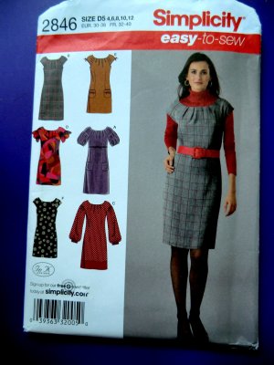 Simplicity Pattern # 2846 UNCUT Dress Sleeve Variations Size 4 6 8 10 12
