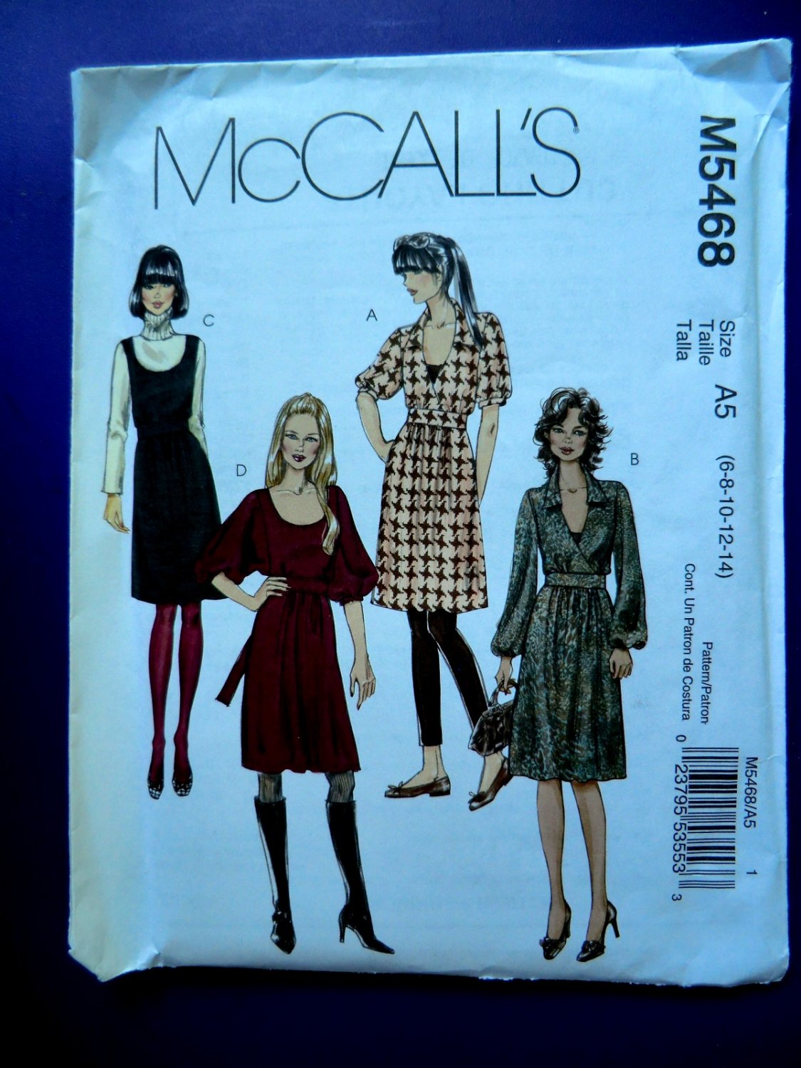 McCalls Pattern # 5468 UNCUT Misses KNIT Dress Jumper Size 6 8 10 12 14
