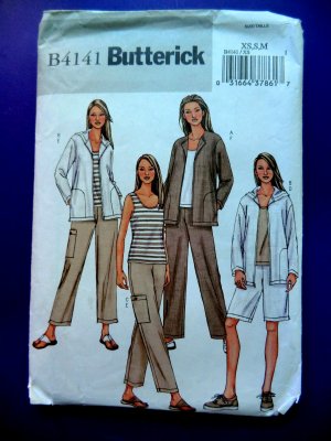 Butterick Pattern # 4141 UNCUT Misses Hoodie Top Pants Size XS Small Medium