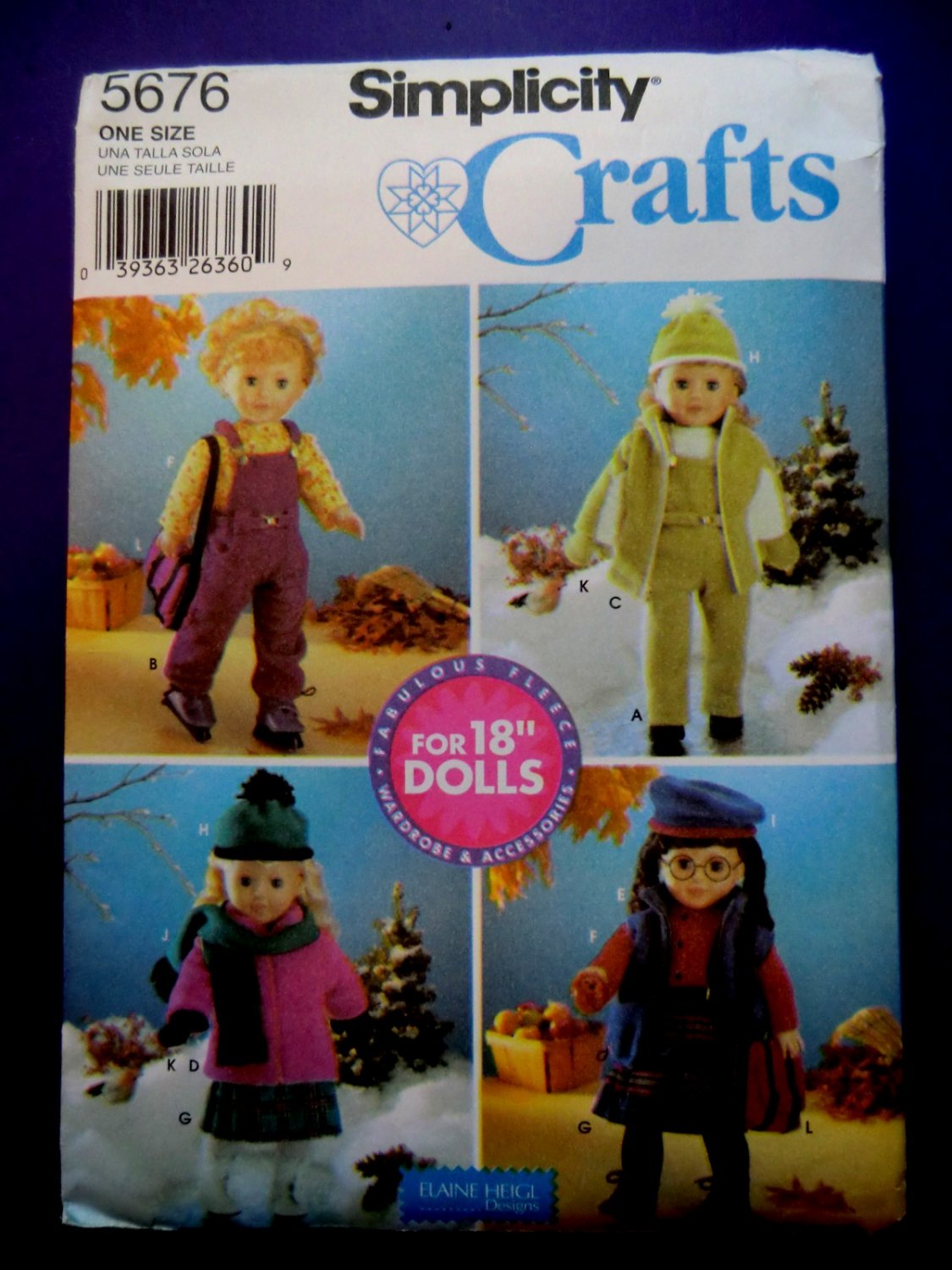 Simplicity Pattern # 5676 UNCUT Doll Wardrobe 18&acirc;�� Doll Clothes