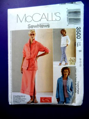 McCalls Pattern # 3500 UNCUT Misses Shirt/Jacket Pants Skirt Size 8 10 12