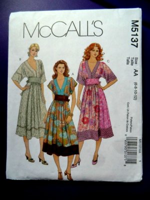 McCalls Pattern # 5137 UNCUT Misses Pull-Over Dress Size 6 8 10 12