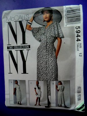 McCalls Pattern # 5944 UNCUT Misses Dress NY Collection Size 12