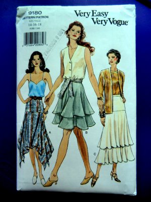 Very Easy VOGUE Pattern # 9180 UNCUT Misses Skirt Variations Size 14 16 18