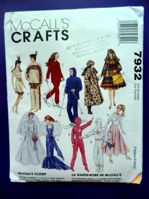 McCalls Pattern # 7932 UNCUT Barbie Fashion Doll Wardrobe Costume