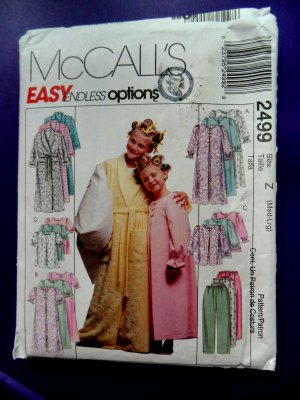 McCalls Pattern # 2499 UNCUT Children and Girls Robe Nightgown Top Pants ~ Size Medium Large