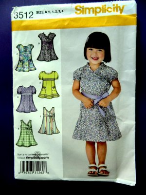 Simplicity Pattern # 3512 UNCUT Baby Toddler Dress Size Â½ 1 2 3 4