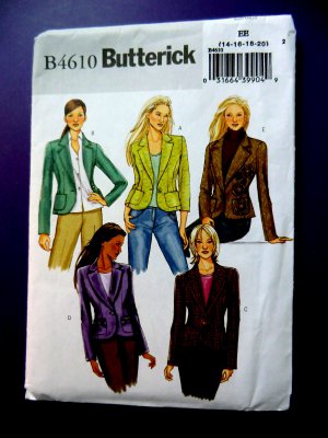 Butterick Pattern # 4610 Jacket Variations Size 14 16 18 20