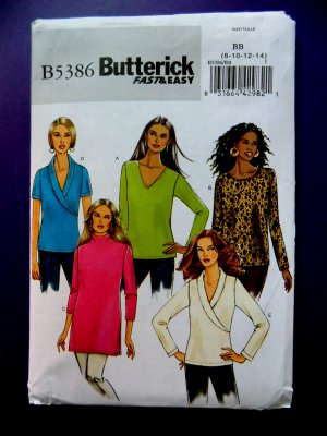 Butterick Pattern # 5386 UNCUT Misses Blouse Variations Size 8 10 12 14