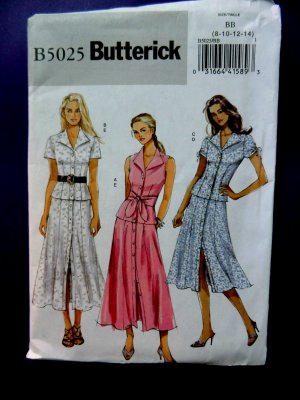 Butterick Pattern # 5025 UNCUT Top Flared Dress Size 8 10 12 14