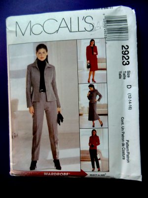 McCalls Pattern # 2923 UNCUT Misses Wardrobe Lined Jacket Skirt Pants Size 12 14 16