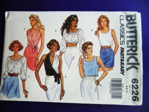 Butterick Pattern # 6226 UNCUT Misses Tops Variations Halter Gypsy Size 6 8 10