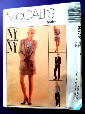 McCalls Pattern # 9572 UNCUT Misses Wardrobe Lined Jacket Skirt Top Pants Size 16