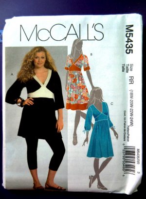 McCalls Pattern # 5435 UNCUT Misses Empire Tunic Dress Size 18 20 22 24