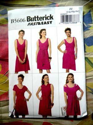 Butterick Pattern # 5606 UNCUT Misses Dress STRETCH KNITS ONLY Size Large XL XXL
